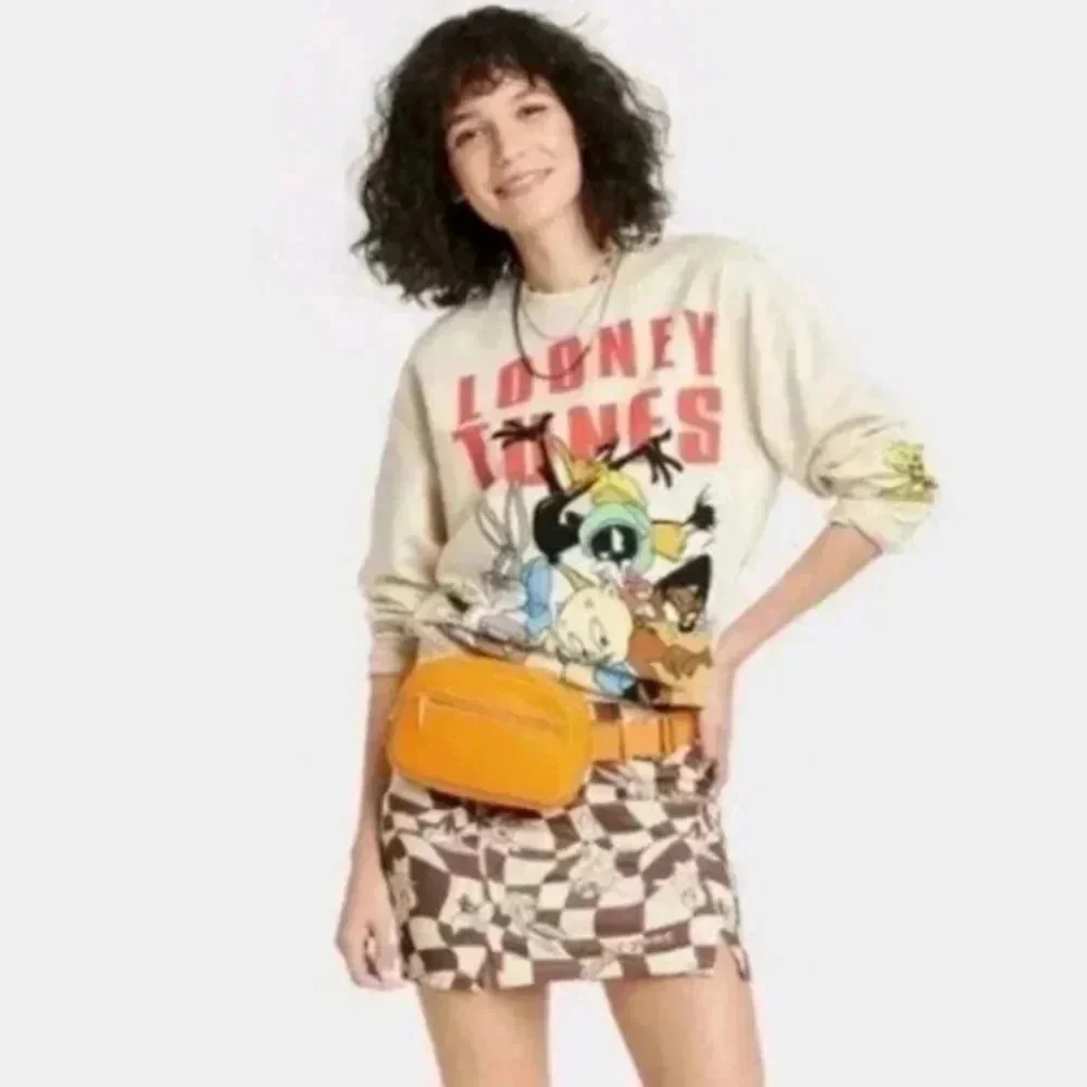 Looney Tunes Graphic Checkered Mini Skirt - NWOT
